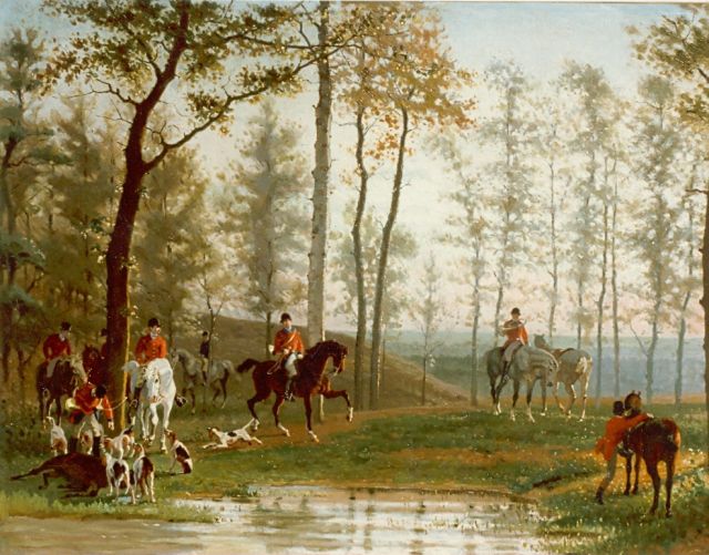 Cornelis Albertus Johannes Schermer | De jacht, olieverf op doek, 52,0 x 69,7 cm, gesigneerd r.o.