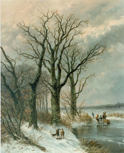 Josephus Gerardus Hans | Winters bosgezicht, olieverf op doek, 63,0 x 52,0 cm, gesigneerd r.o.