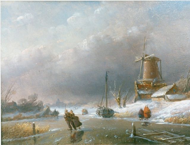 Jan Jacob Spohler | Winter, olieverf op paneel, 15,2 x 20,5 cm, gesigneerd l.o.