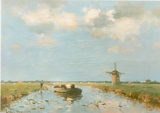 Weissenbruch W.J.  | Hollands polderlandschap, olieverf op paneel 30,5 x 40,7 cm, gesigneerd l.o.