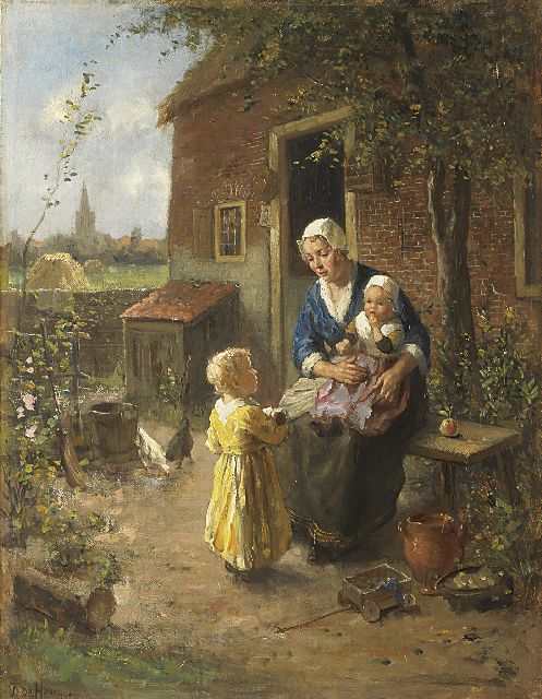Bernard de Hoog | Moedergeluk, olieverf op doek, 65,2 x 50,2 cm, gesigneerd l.o.