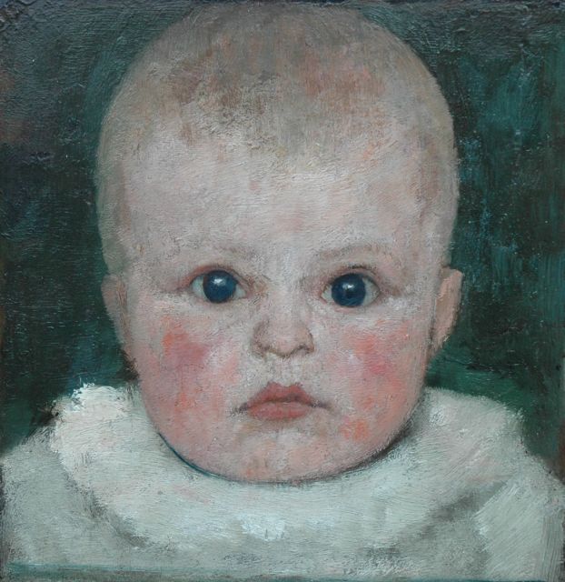 Jan Pieter Veth | Kinderportretje, olieverf op paneel, 24,3 x 24,8 cm