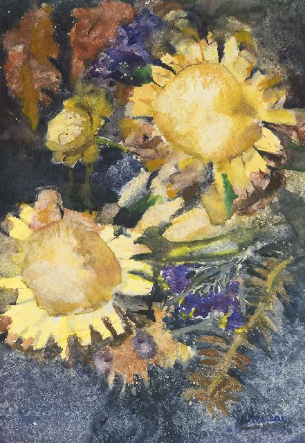 Janny Tollenaar | Prothea's, ecoline inkt op papier, 51,2 x 73,2 cm, gesigneerd r.o.