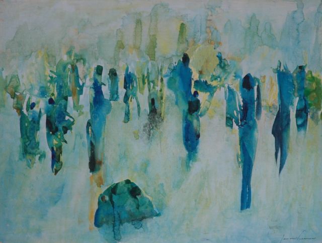 Jan de Leeuw | Figuren, aquarel op papier, 49,7 x 66,0 cm, gesigneerd r.o. en gedateerd 1967 op achtertikkarton