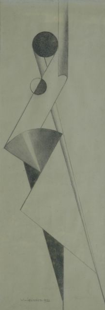 Leusden W. van | Danseres, zwart krijt op papier 73,5 x 26,0 cm, gesigneerd l.o. en gedateerd 1922