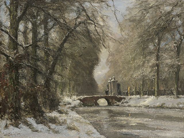 Louis Apol | De ingang van Huis ten Bosch in de winter, olieverf op doek, 60,4 x 80,5 cm, gesigneerd l.o. en gedateerd 1927