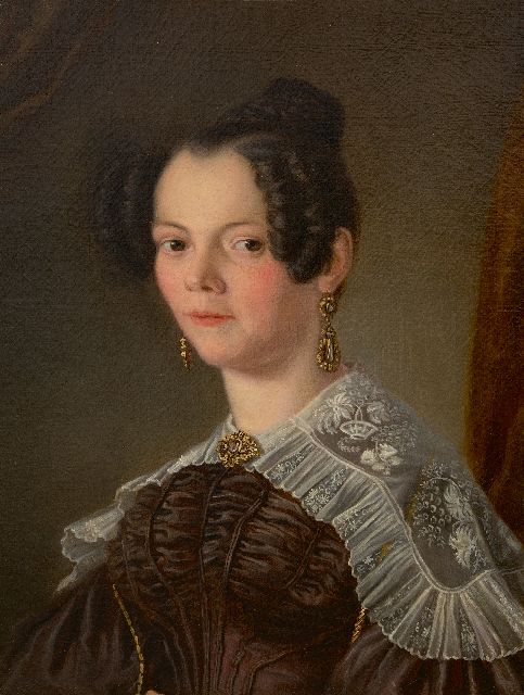 Hollandse School, 19e eeuw | Portret van een dame, olieverf op doek, 59,4 x 44,5 cm, zonder lijst