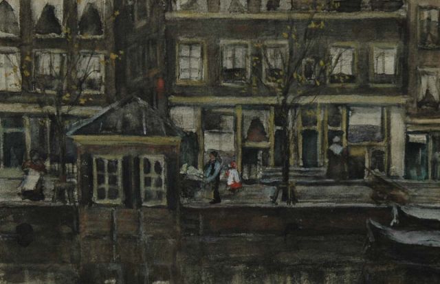 Louise Fritzlin | Huizen aan een gracht, aquarel op papier, 19,1 x 28,8 cm
