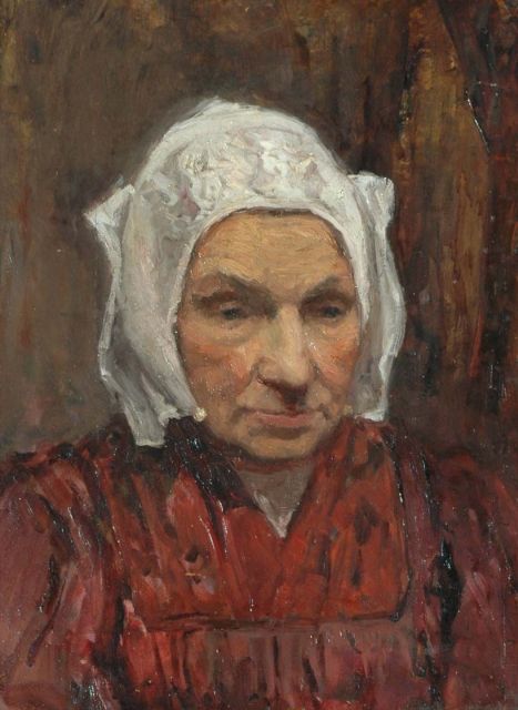 Louise Fritzlin | Larense boerin, olieverf op board op paneel, 46,8 x 34,8 cm, te dateren 1907