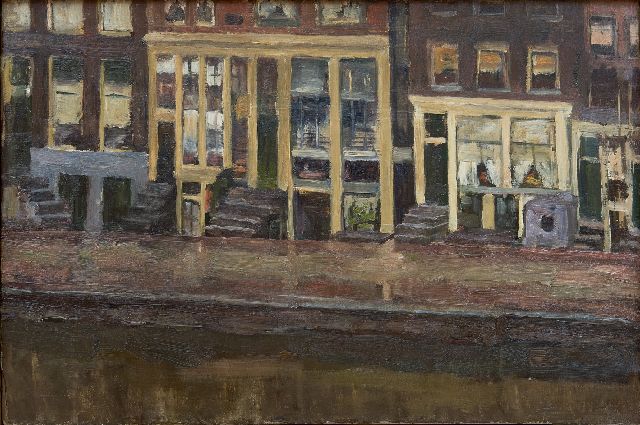 Louise Fritzlin | Oude huizen aan de Appelmarkt, Amsterdam, olieverf op doek, 40,6 x 60,5 cm, te dateren ca. 1890-1895