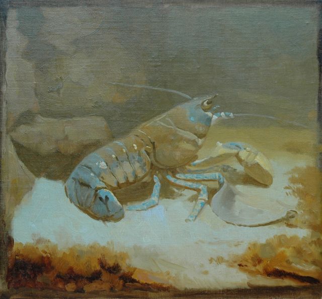 Gerrit Willem Dijsselhof | Kreeft, olieverf op doek op paneel, 25,0 x 27,4 cm