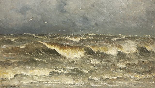 Morgenstjerne Munthe | De Noordzee, olieverf op doek, 68,2 x 116,5 cm, gesigneerd l.o. en gedateerd 1913