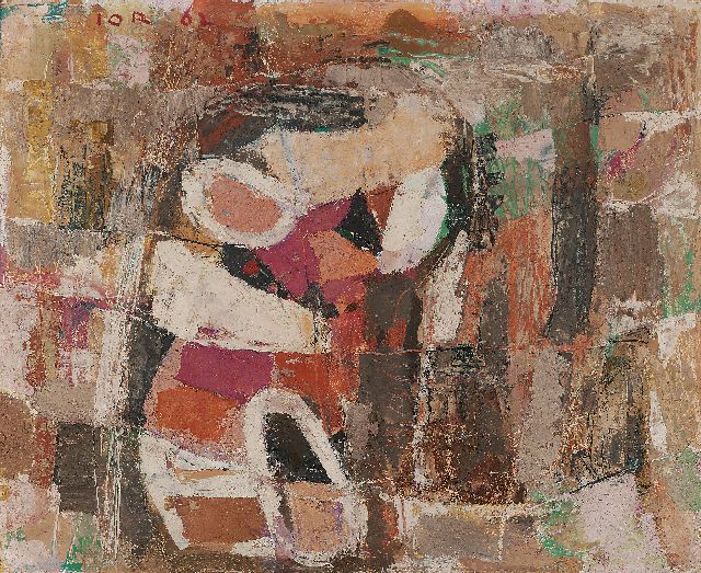 Jan Jordens | Compositie, olieverf op board, 40,5 x 50,0 cm, gesigneerd l.b. en gedateerd '62