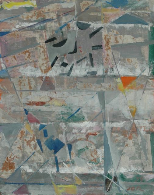 Jan Jordens | Compositie, olieverf op board, 50,5 x 40,4 cm, gesigneerd r.o.