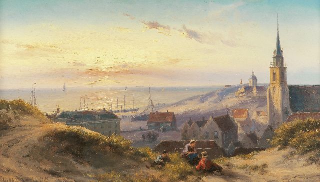 Jan H.B. Koekkoek | De duinen en het strand van Scheveningen, olieverf op paneel, 24,0 x 41,5 cm, gesigneerd l.o. en gedateerd 1888
