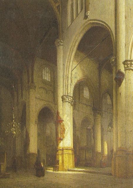 Jan Jacob Schenkel | In de Groote kerk te Rotterdam, olieverf op paneel, 62,5 x 48,0 cm, gesigneerd l.o.