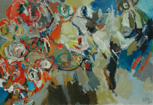 Gijs Gijsbers | Compositie XIV.64, olieverf op doek, 70,7 x 99,7 cm, gesigneerd r.o. en gedateerd '64