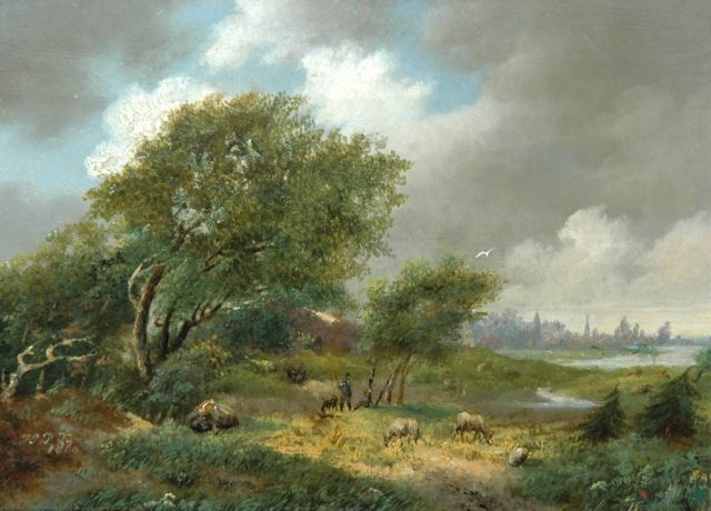 Hendrik Pieter Koekkoek | Opkomende storm, olieverf op paneel, 14,7 x 20,6 cm, gesigneerd l.o. met initialen en gedateerd 1860