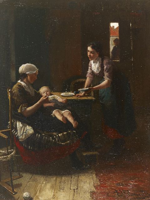 Bernard Blommers | Het laatste hapje, olieverf op doek, 59,0 x 45,3 cm, gesigneerd r.o. en te dateren 1870-1875