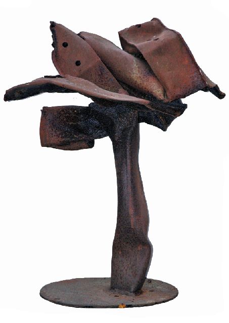 Theo Niermeijer | Compositie, geoxideerd staal, 90,0 x 70,0 cm
