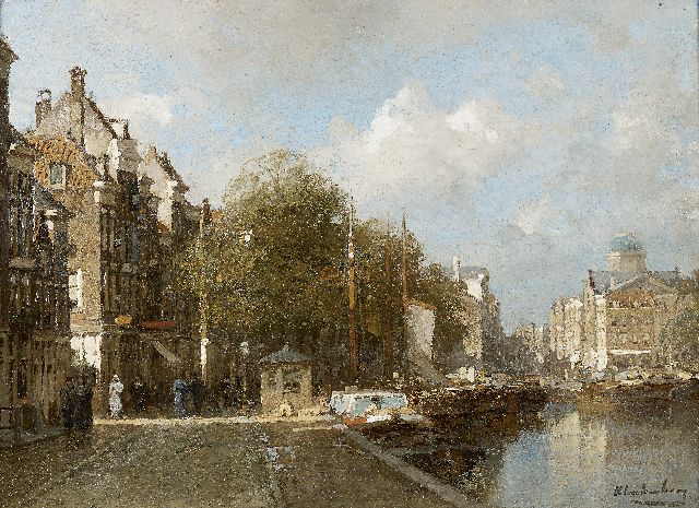 Karel Klinkenberg | Gezicht op de Steigersgracht, Rotterdam, olieverf op paneel, 23,9 x 32,1 cm, gesigneerd r.o.