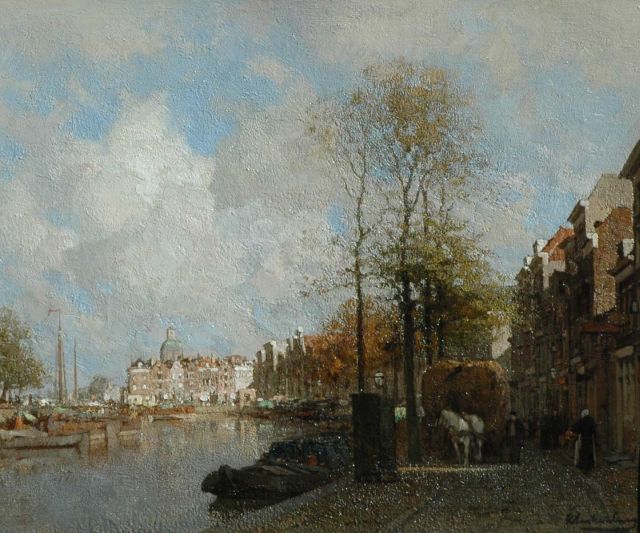 Karel Klinkenberg | Gezicht op het Galgewater in Leiden, olieverf op doek, 39,1 x 47,2 cm, gesigneerd r.o.
