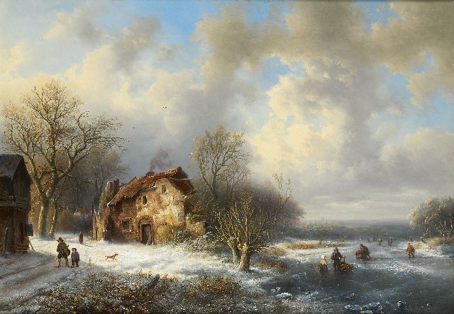 Alexander Joseph Daiwaille | Winterlandschap met schaatsers, olieverf op doek, 50,7 x 72,8 cm, gesigneerd l.o. 'A.J. Daiwaille' en 'Horgnies' en te dateren ca. 1847-1849