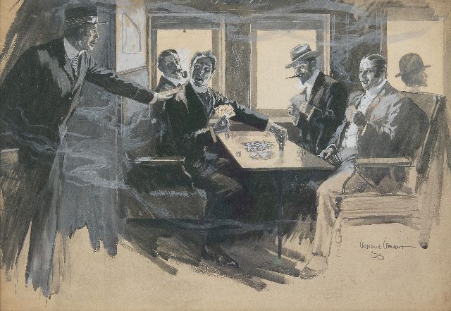 Grant G.H.  | Betrapt bij het gokken, aquarel op papier 44,0 x 67,0 cm, gesigneerd r.o. en gedateerd '06