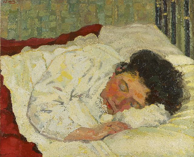 Harmen Meurs | Slapende vrouw, olieverf op karton, 56,3 x 68,0 cm, gesigneerd l.b. en te dateren ca. 1923