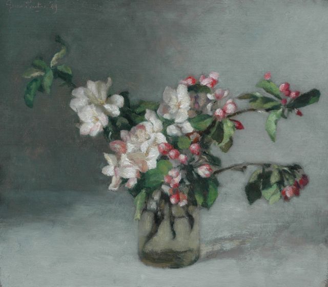 Georg Rueter | Bloemen in een vaas, olieverf op paneel, 37,5 x 42,4 cm, gesigneerd l.b. en gedateerd '49