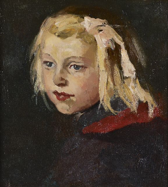 Coba Ritsema | Portret van een jong meisje met strik (Leentje van Bueren), olieverf op doek, 40,0 x 36,3 cm, gesigneerd l.o.
