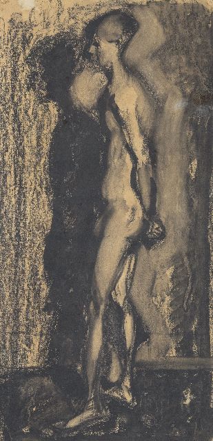 Martens-Pott A.J.  | Naakt, zwart inkt en krijt op papier 48,0 x 32,0 cm