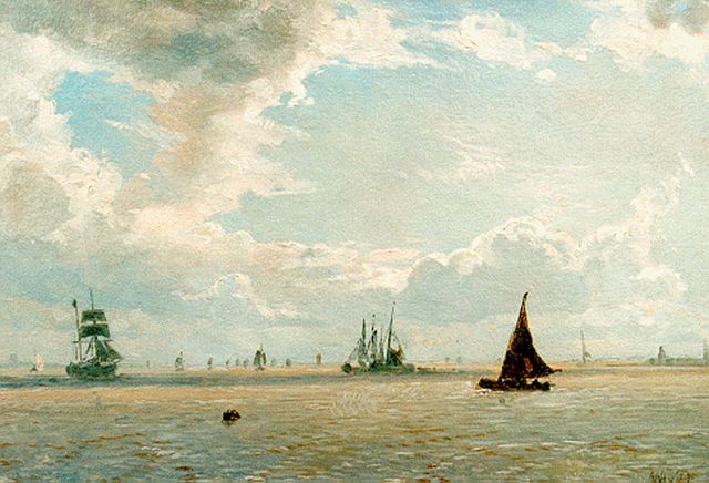 Willem van Deventer | Zeegezicht, olieverf op doek op paneel, 20,5 x 28,3 cm, gesigneerd r.o. initialen