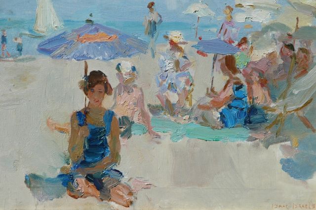 Isaac Israels | Een zonnige dag aan het strand van Viareggio, olieverf op doek, 37,2 x 54,1 cm, gesigneerd r.o.