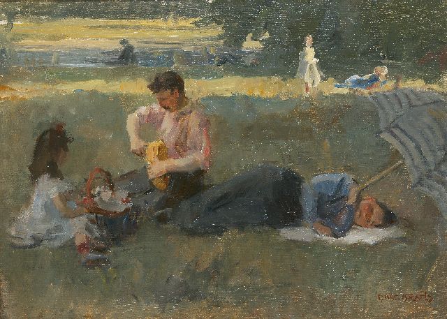 Isaac Israels | Picknick in het Bois de Boulogne, Parijs, olieverf op doek, 43,5 x 60,0 cm, gesigneerd r.o. en te dateren ca. 1905