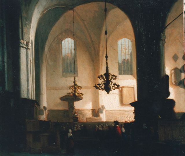 Jan Jacob Schenkel | Buurtkerk te Utrecht, olieverf op paneel, 26,0 x 29,6 cm, gesigneerd l.o.