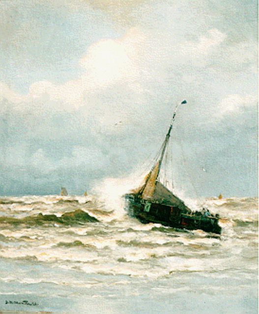 Morgenstjerne Munthe | Vissersboot in de branding, olieverf op doek, 75,6 x 63,5 cm, gesigneerd l.o. en gedateerd '26