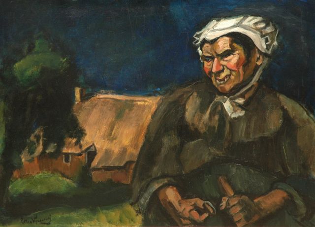 Piet van Wijngaerdt | Brabantse boerin (Heeze), olieverf op doek, 88,0 x 120,0 cm, gesigneerd l.o.