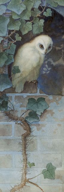 Reith B.A.J.  | Uil (De nacht) (samen met inv.nr. 11987), aquarel op papier 66,0 x 23,0 cm, gesigneerd l.o. met monogram en verso op achtertikkarton