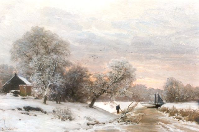 Louis Apol | Winterlandschap, olieverf op paneel, 27,6 x 42,0 cm, gesigneerd l.o.