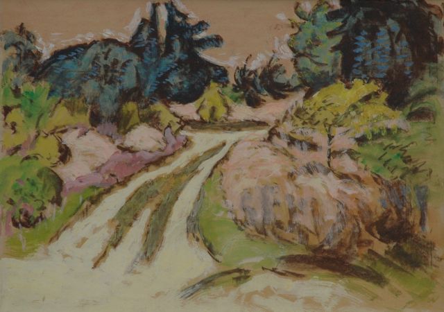 Jan Altink | Bosweg, krijt en gouache op papier, 50,4 x 70,0 cm