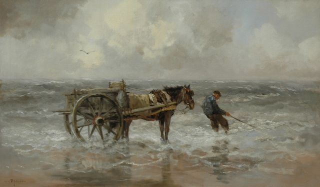 Willem George Frederik Jansen | Schelpenvisser, olieverf op doek, 60,0 x 104,0 cm, gesigneerd l.o.