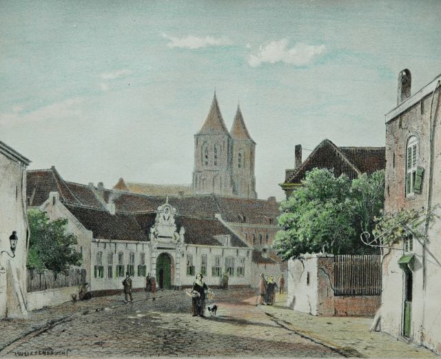 Weissenbruch J.  | Arnhems stadsgezicht, litho 16,5 x 21,5 cm, gesigneerd l.o.