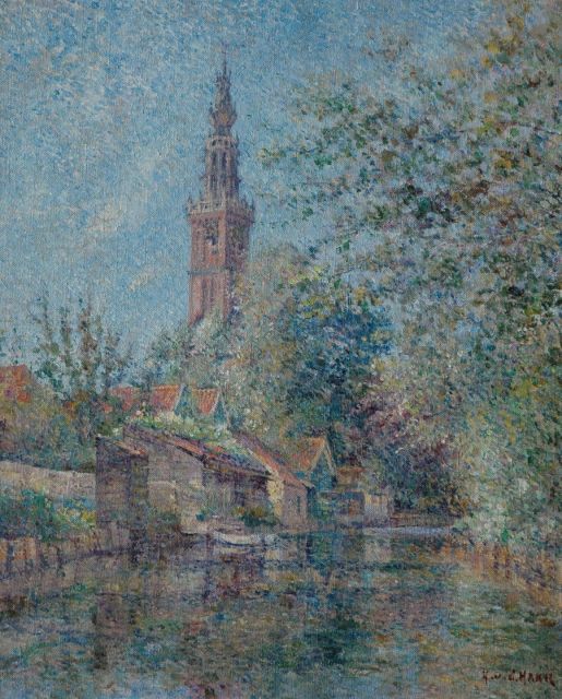 Herman ter Haar | Het vaartje 'Boerenverdriet' in Edam met de Speeltoren, olieverf op doek, 50,3 x 40,3 cm, gesigneerd r.o.