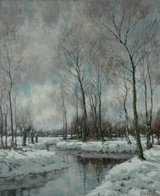 Arnold Marc Gorter | De Vordense Beek in de winter, olieverf op doek, 56,5 x 46,4 cm, gesigneerd r.o.