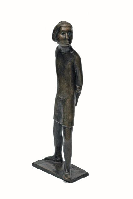 Karl Kluth | Staand meisje, brons, 34,7 x 12,8 cm, gesigneerd op basis