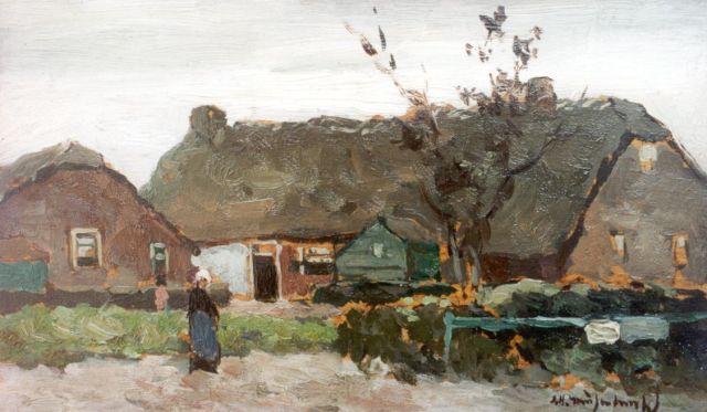 Jan Hendrik Weissenbruch | Boerenwoning, olieverf op paneel, 13,6 x 23,0 cm, gesigneerd r.o.