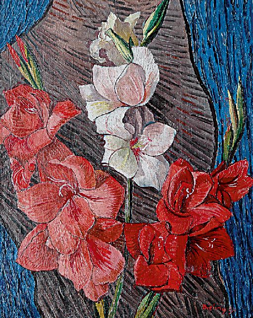 Herman Bieling | Gladiolen, olieverf op doek, 38,4 x 30,6 cm, gesigneerd r.o. en gedateerd '31