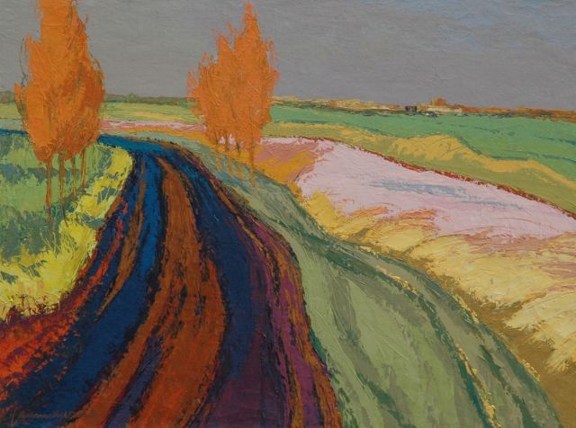 Jannes de Vries | Gronings landschap; verso: Maaiende boer, olieverf op doek, 60,2 x 80,0 cm, gesigneerd l.o. en te dateren jaren '50-'60