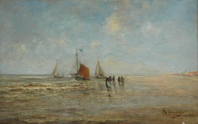 Tamine Tadama-Groeneveld | Strandgezicht bij Katwijk, olieverf op doek, 64,3 x 100,7 cm, gesigneerd r.o.